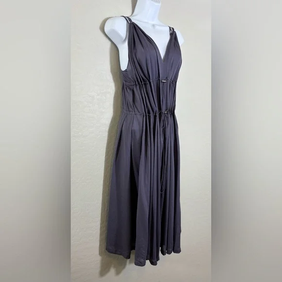 Lanvin Ete 2006 Y2K VTG 100% Silk Deep Lavender double drawstring waist dress 38 - Picture 4 of 12